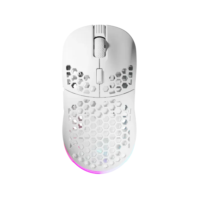 Mouse Gaming Wireless Nyfter NYF 22 19000 DPI, 1000 Hz, 72 g Alb, 2 skin-uri , RESIGILAT