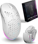 Mouse Gaming Wireless Nyfter NYF 22 19000 DPI, 1000 Hz, 72 g Alb, 2 skin-uri , RESIGILAT